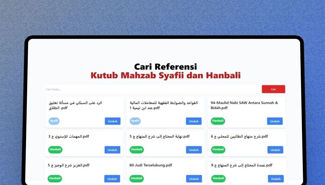 Screenshot Referensi Kutub Mahzab Syafii dan Hanbali
